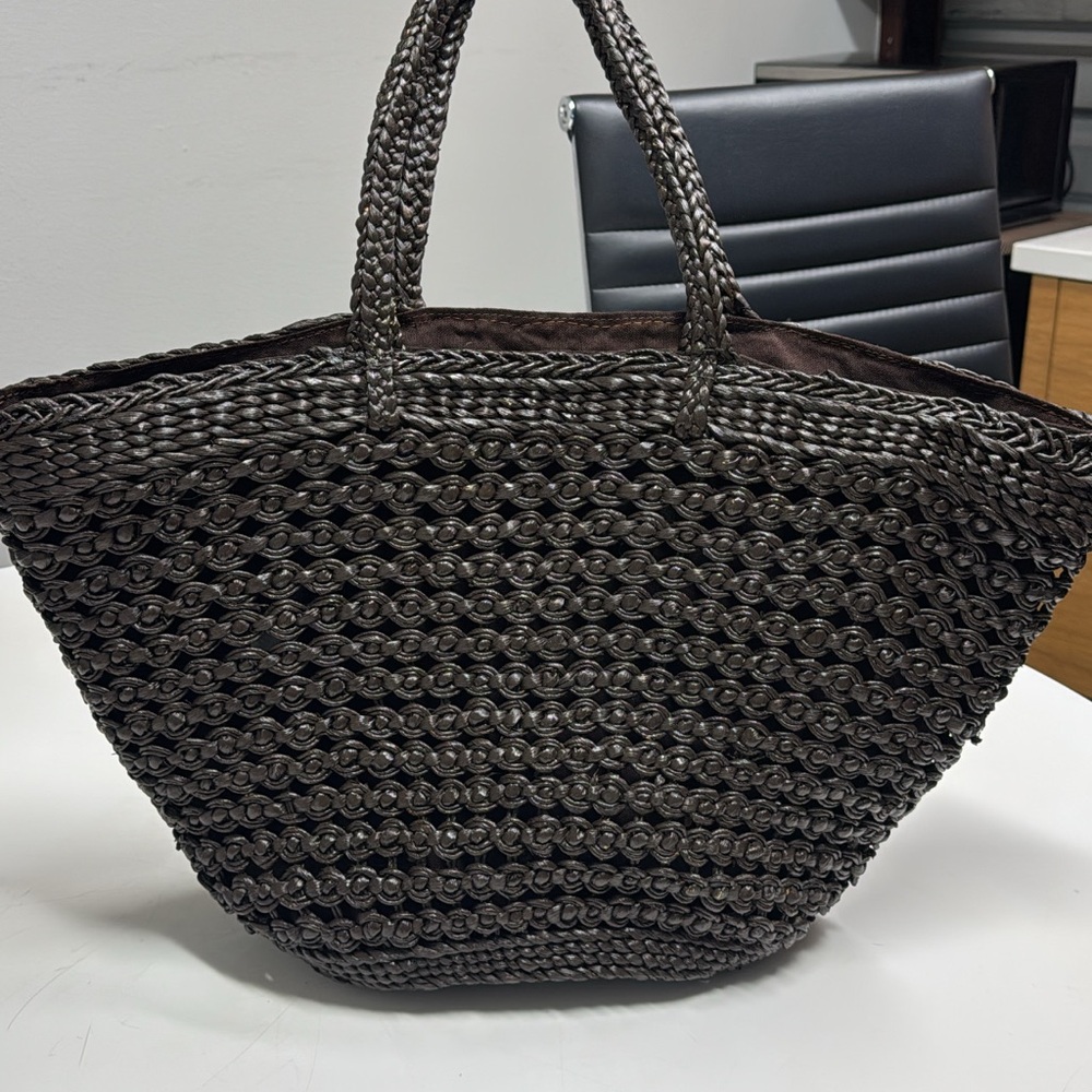 Elegant Black Woven Tote Bag